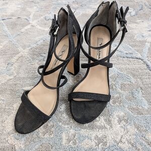 Black Strappy Block Heel Sandals - Nina Brand